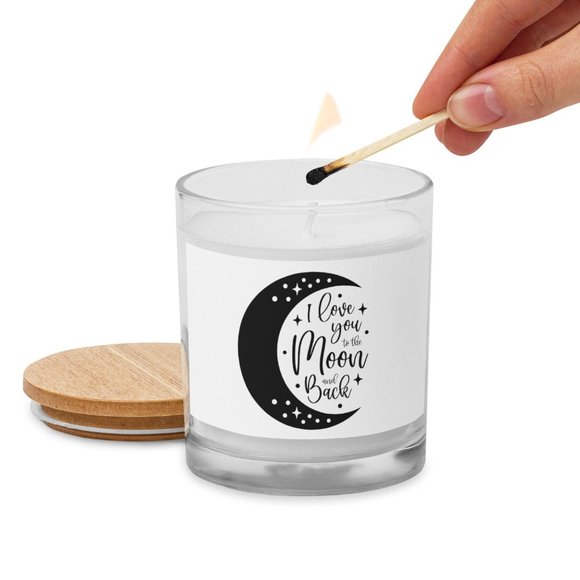 "I love you to the moon, and back" Elegant Glass jar candle (Customizable) - Picture 1 of 2